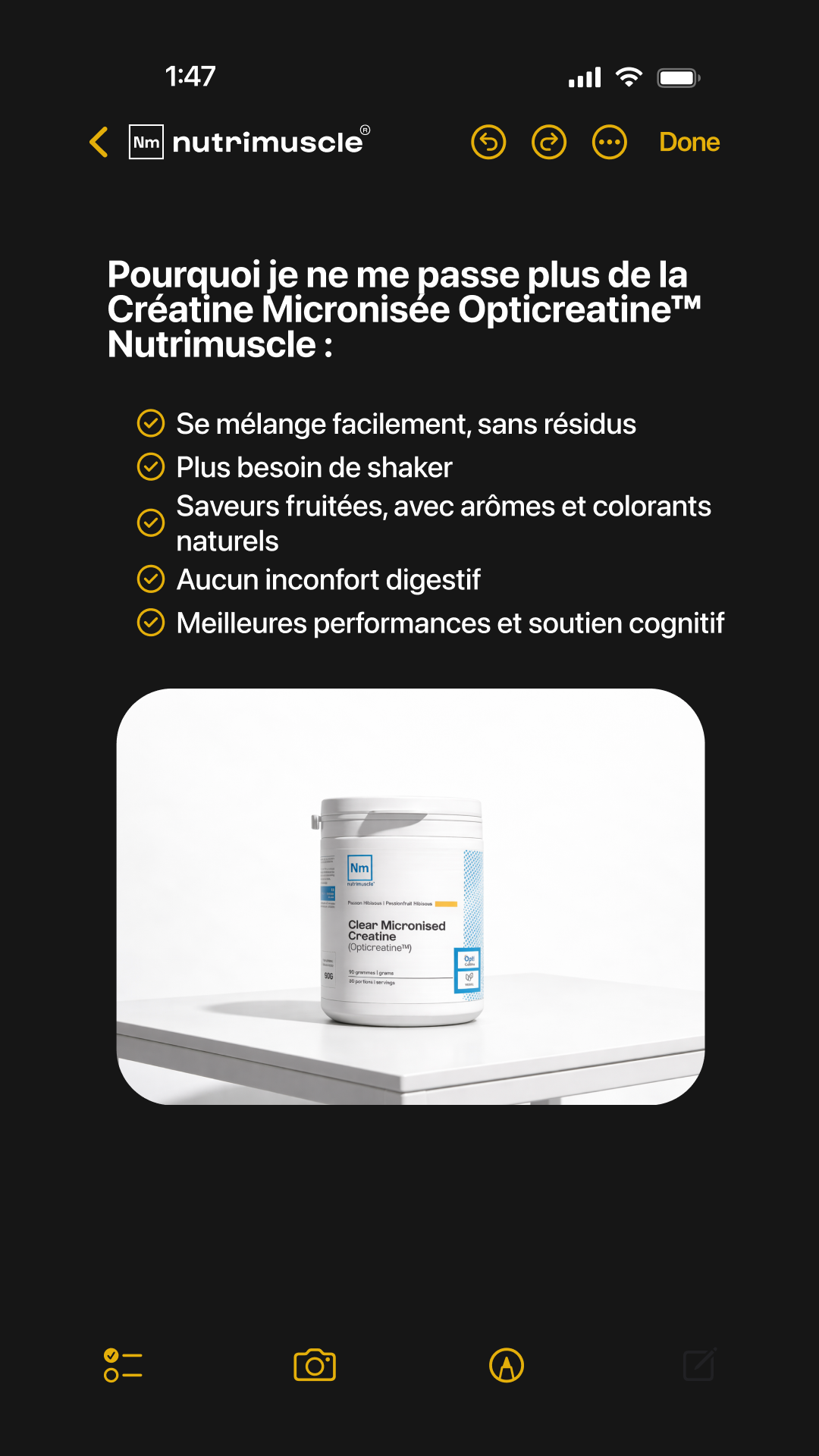 Nutrimuscle ad: Créatine Micronisée (Opticreatine™)