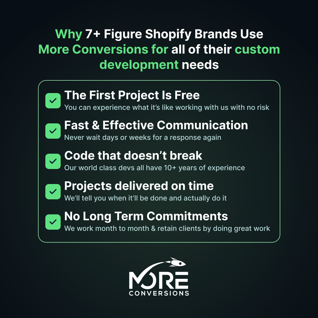 More Conversions ad: Love Us or Ghost Us - Our First Shopify Development Project Together is Free