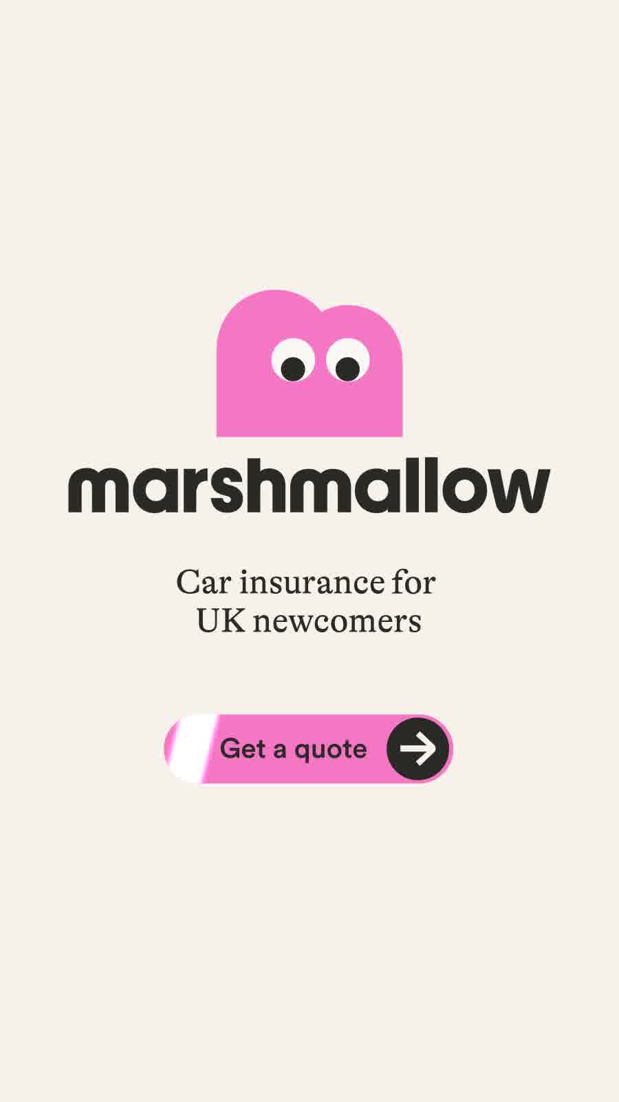Marshmallow ad: Car insurance for newcomers