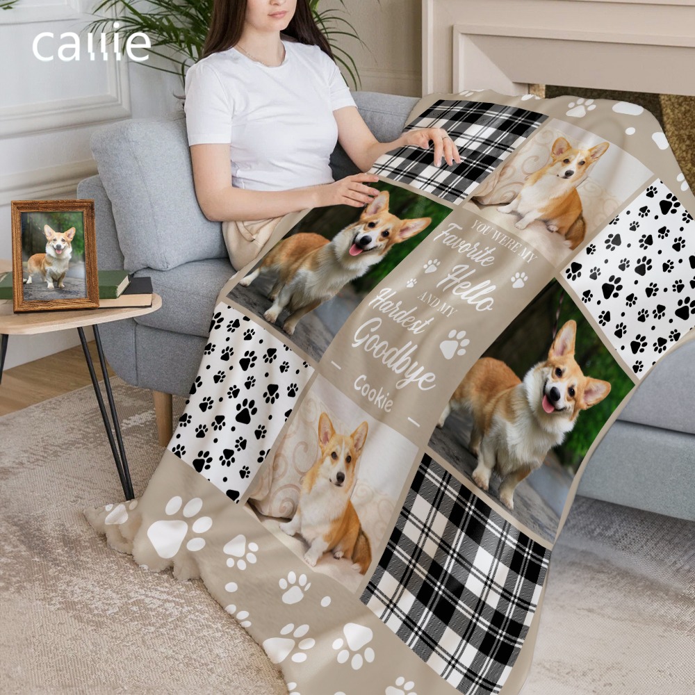 Personalisierte Pfote Hardest Goodbye 4 Hund Katze Fotos weiche Decke mit Namen Haustier Verlust Memorial Sympathie Geschenk für Tierliebhaber werfen - CALLIE