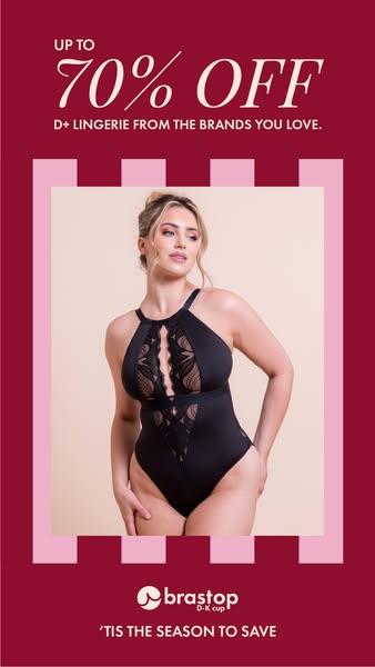 Brastop.com ad: Low stock alert!↓↓↓ UP TO 70% OFF ↓↓↓Fuller bust clearance lingerie from…